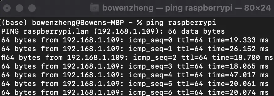 Ping raspberrypi